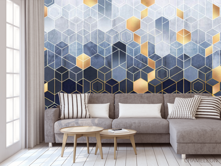 Фотообои Разноцветные шестиугольники - 3