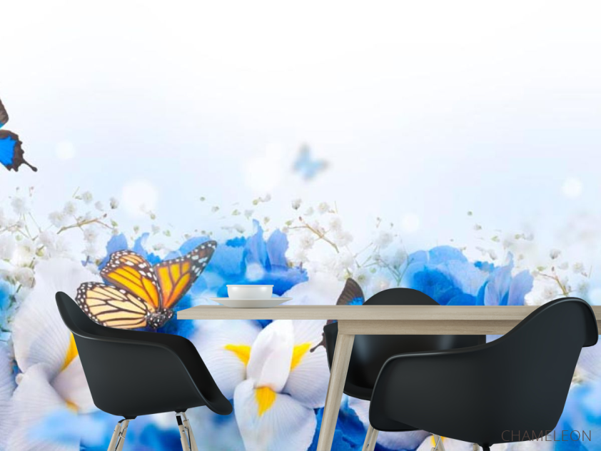 Фотошпалери Квіти з метеликами - 1