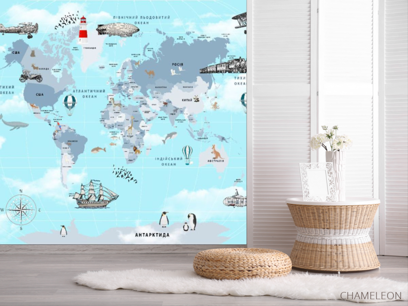 Фотошпалери блакитна карта дитяча українською - 2