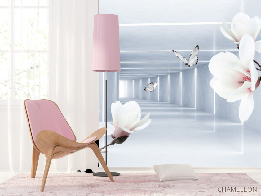 Фотошпалери квіти і 3Д тунель - 4