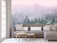 Фотообои Лес с розовыми горами - 3