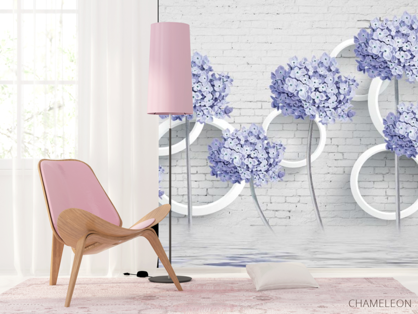 Фотошпалери 3д квіти блакитні - 4