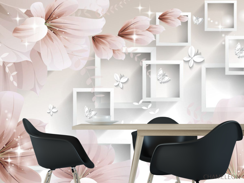 Фотошпалери Абстрактні об'ємні квіти - 1