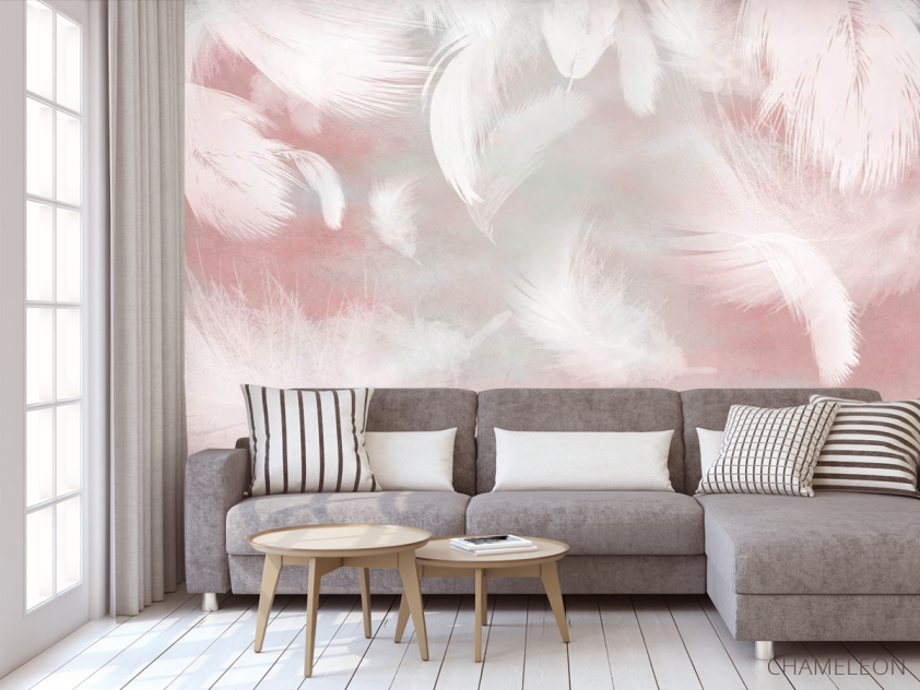 Фотообои Перья на розовом фоне - 3
