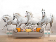 Фотообои четыре белые лошади - 1