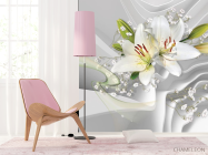 Фотошпалери білі лілії на тлі білих хвиль - 4