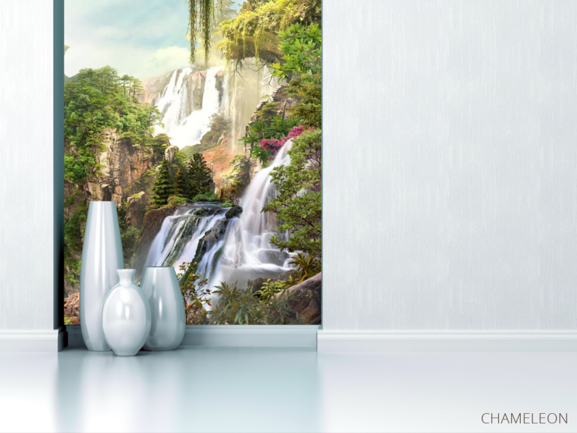 Фотообои два водопада на скале - 1