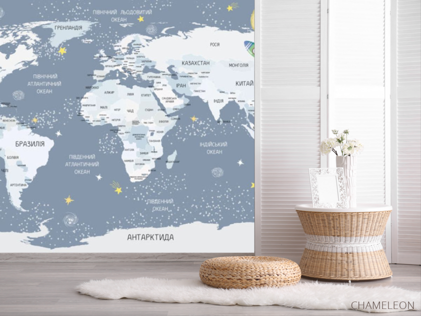 Фотошпалери блакитна карта дитяча українською мовою - 2