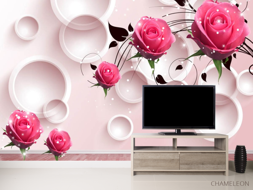 Фотообои 3д розы и круги - 2