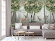 Фотообои Олени в зелёном лесу - 3
