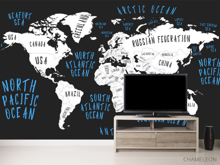 Фотообои Карта на черном фоне - 2