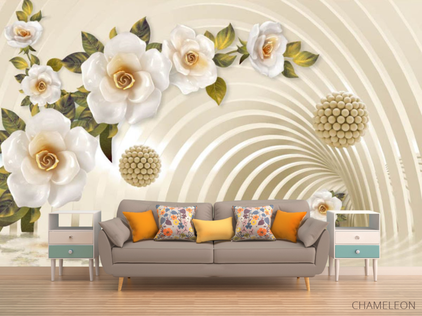 Фотообои 3д тонель с цветами - 1