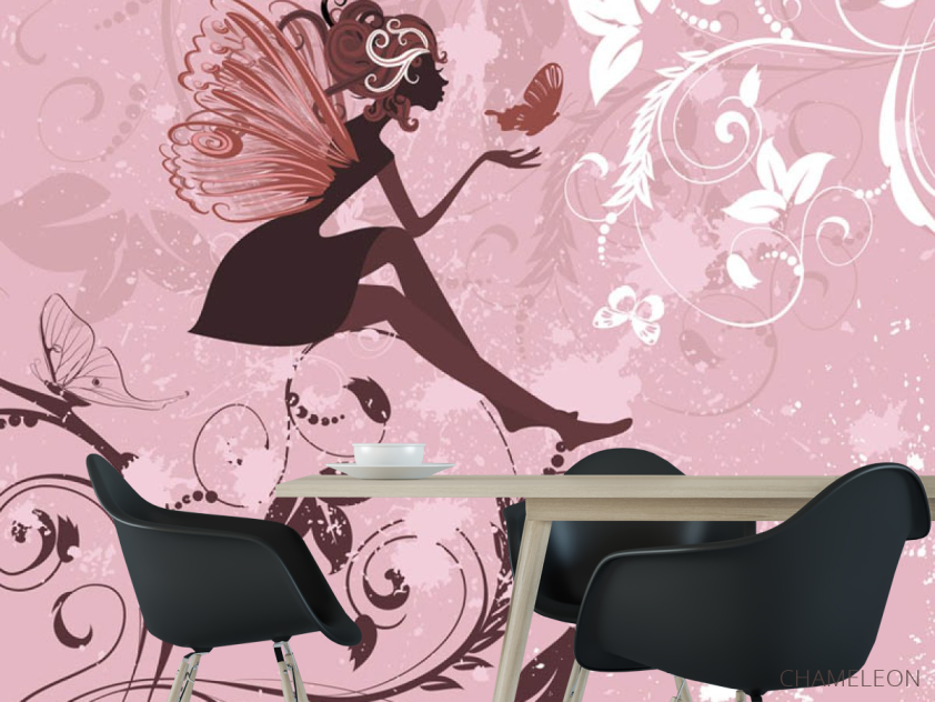 Фотошпалери Фея на рожевому тлі - 1