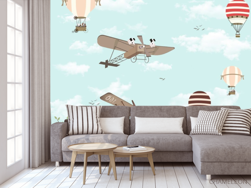 Фотообои воздушные шары и самолеты - 3