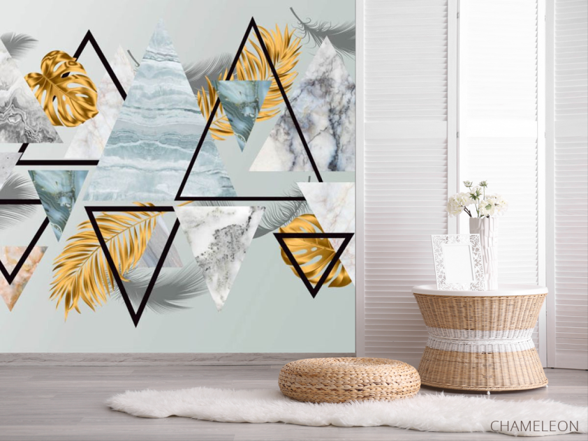 Фотошпалери трикутники з листям - 2