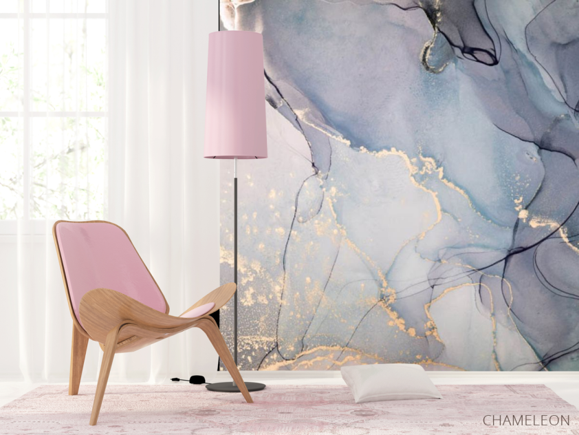 Фотошпалери Сірий Fluid art з золотом - 4