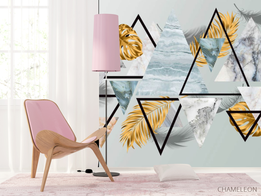 Фотошпалери трикутники з листям - 4