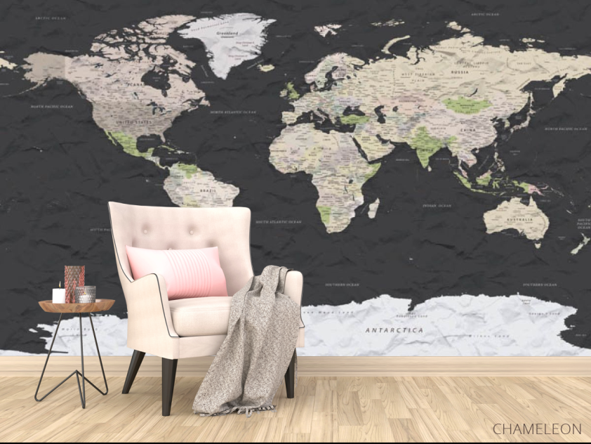 Фотообои Чёрная 3d карта - 4