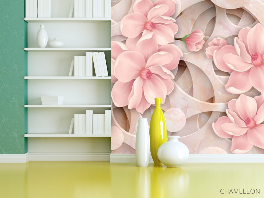 Фотошпалери 3Д квіти рожеві - 3