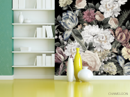 Фотошпалери Вінтажні квіти на чорному тлі - 3