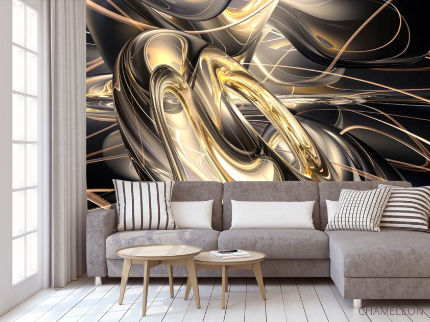 Фотообои Золотая абстракция с еффектом 3д - 3