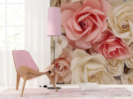 Фотошпалери білі і рожеві троянди з паперу - 4