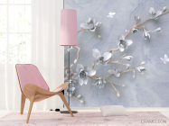 Фотошпалери гілка з квітами 3д - 4