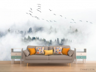 Фотообои Туманный лес с птицами - 1