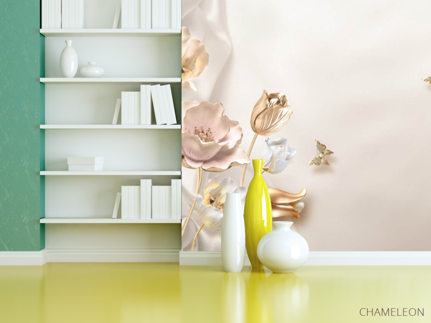 Фотошпалери Золоті квіти 3д - 3