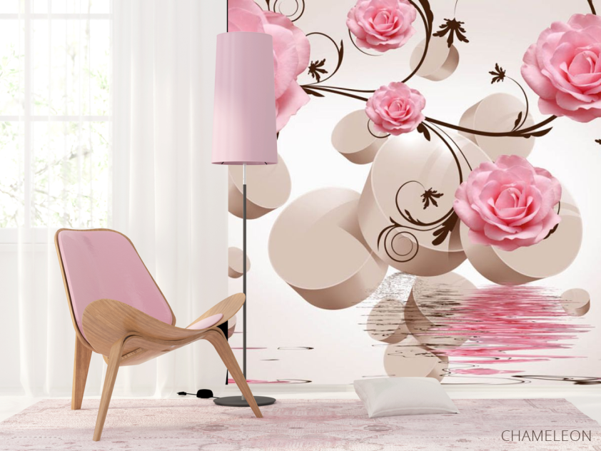 ФотообоиРозовые троянди і 3д сфери - 4