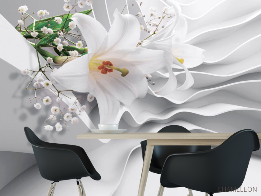 Фотошпалери Лілії на сірому тлі - 1