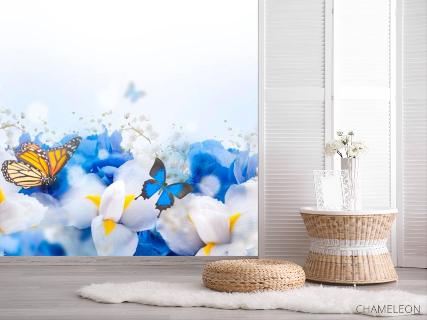 Фотошпалери Квіти з метеликами - 2