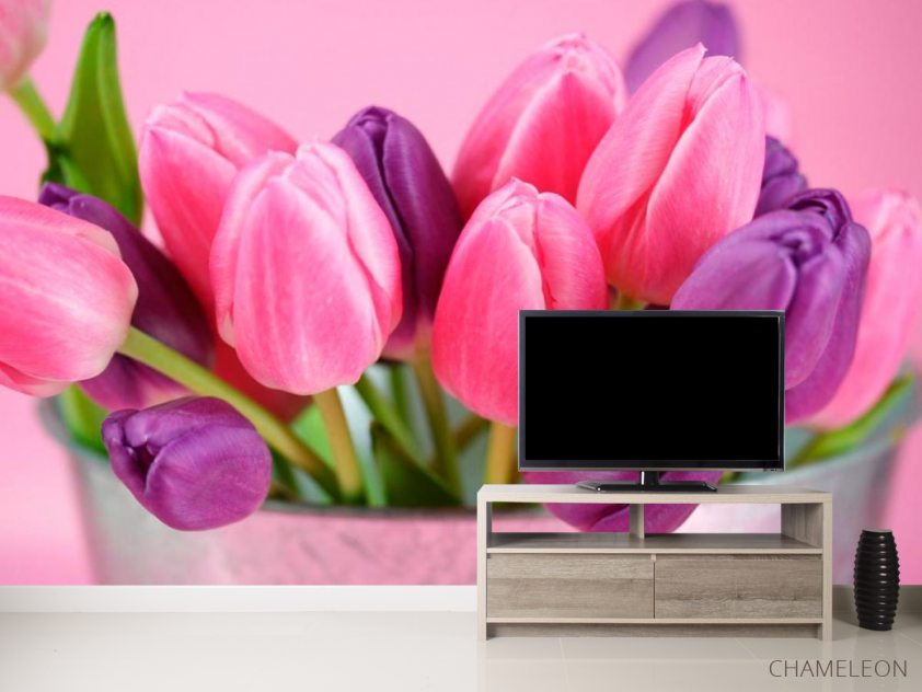 Фотообои Розовые и фиолетовые тюльпаны - 2