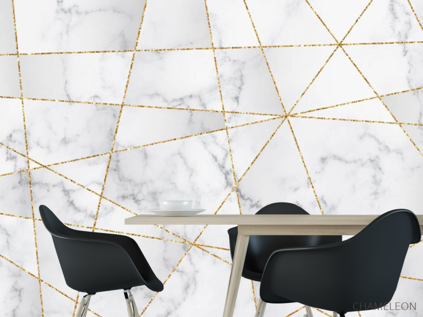 Фотошпалери золоті лінії на мармурі - 1