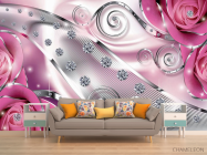 3д фотообои Розы с камнями - 1