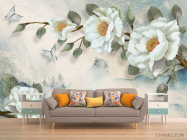 Фотообои Цветы на бирюзовом фоне - 1