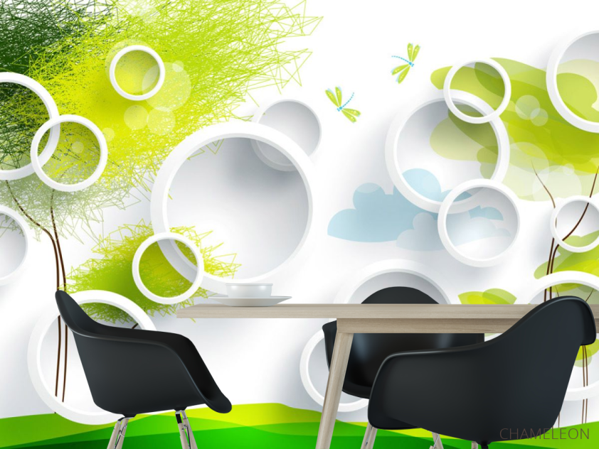 Фотошпалери Кола з абстрактними деревтями - 1