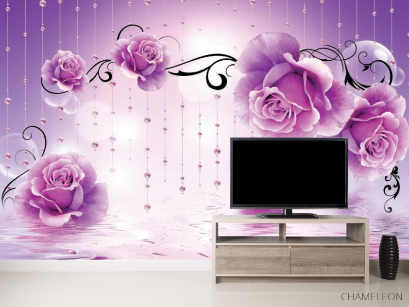 Фотообои Фиолетовые 3d цветы - 2