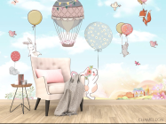 Фотообои Зайки на воздушных шарах - 4