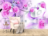 Фотообои 3д розовые розы - 4