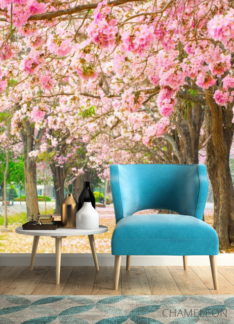 Фотообои аллея из розовых деревьев - 4