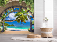 Фотошпалери Вид дпа пальму і море - 2