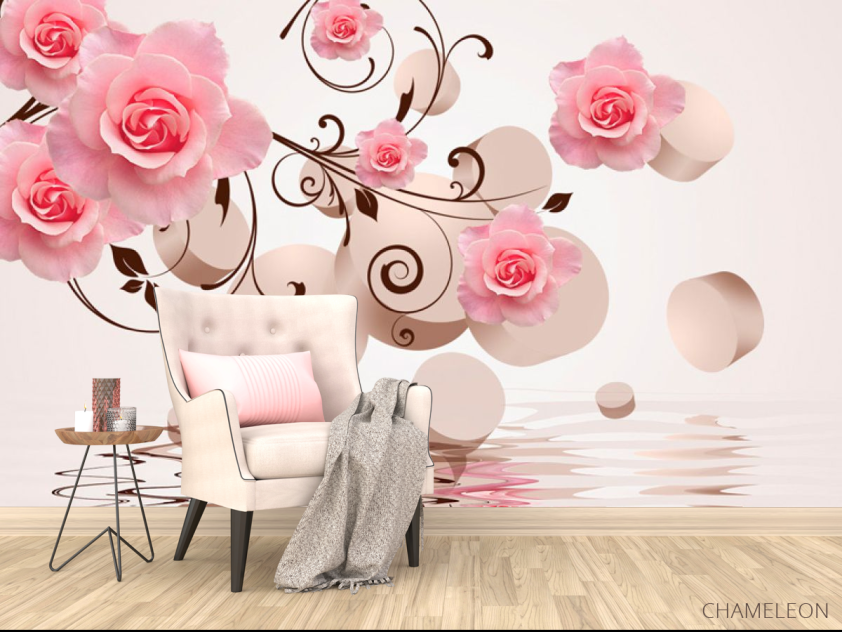 Фотообои 3D фигуры с розами - 4