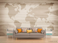 Фотообои Карта мира на фоне дерева - 1