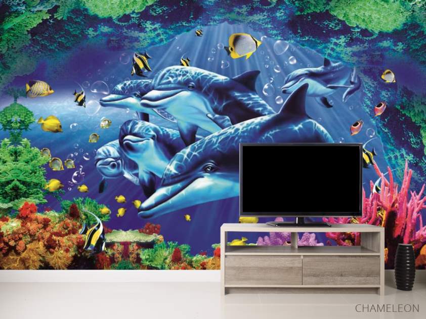 Фотообои 3д дельфины - 2