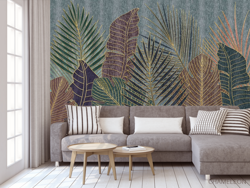 Фотообои 3д тропические листья - 3