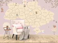 Фотообои Розовая карта Украины в комнате девочки - 4