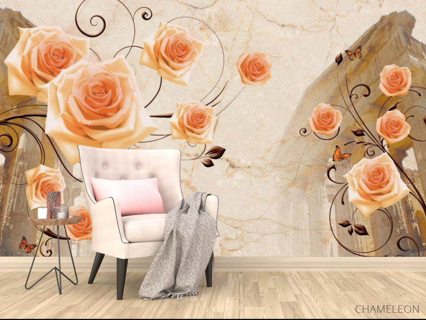 Фотообои Архитектура и розы 3д - 4