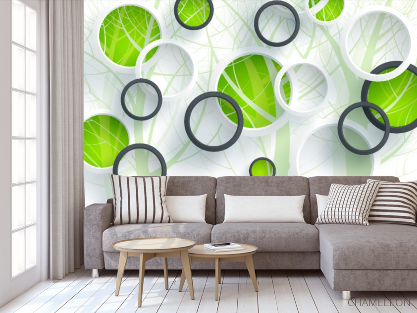 Фотообои Зеленые круги и дерево - 3