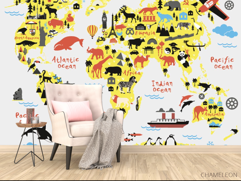 Фотообои Карта детская с животными - 4